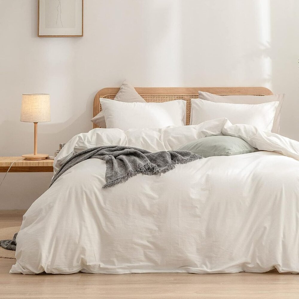 Duvet Cover Set 100% Off White Oversized King